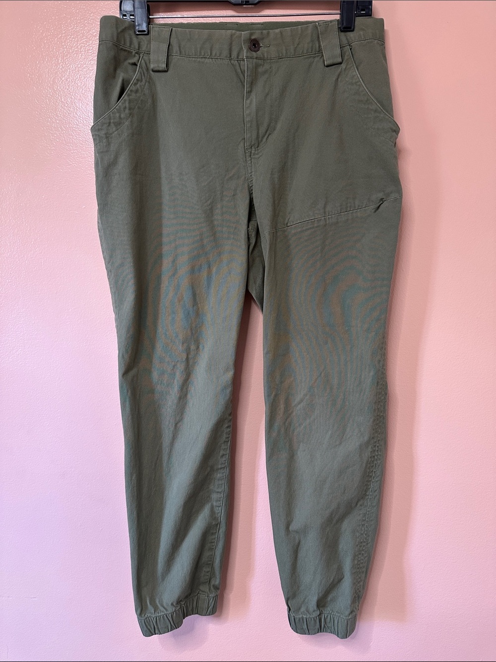 Duluth Trading Co Womens Size 10 Olive Army Green Jogger Pants Elastic Cuffs